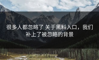 很多人都忽略了 关于黑料入口，我们补上了被忽略的背景