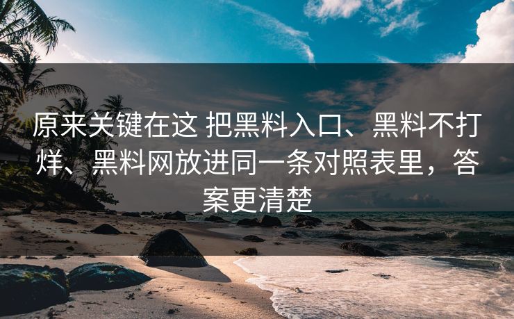 原来关键在这 把黑料入口、黑料不打烊、黑料网放进同一条对照表里，答案更清楚
