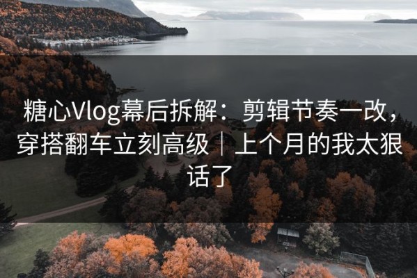 糖心Vlog幕后拆解：剪辑节奏一改，穿搭翻车立刻高级｜上个月的我太狠话了