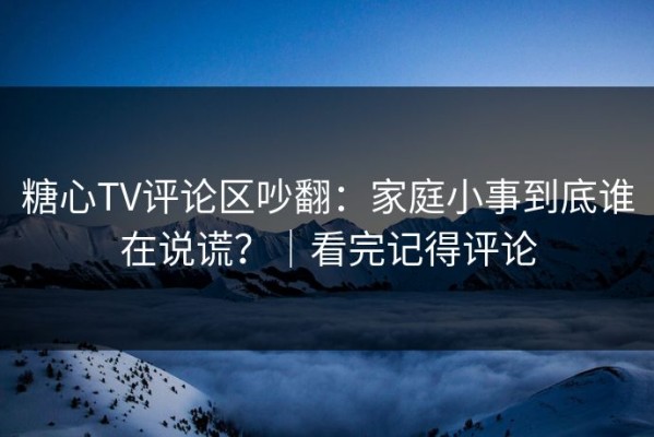 糖心TV评论区吵翻：家庭小事到底谁在说谎？｜看完记得评论