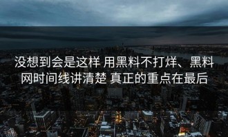 没想到会是这样 用黑料不打烊、黑料网时间线讲清楚 真正的重点在最后