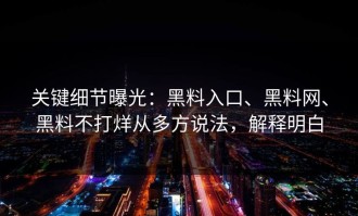 关键细节曝光：黑料入口、黑料网、黑料不打烊从多方说法，解释明白