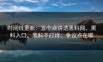 时间线更新：五个点讲透黑料网、黑料入口、黑料不打烊：争议点在哪