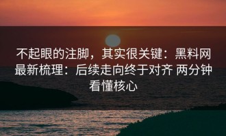 不起眼的注脚，其实很关键：黑料网最新梳理：后续走向终于对齐 两分钟看懂核心