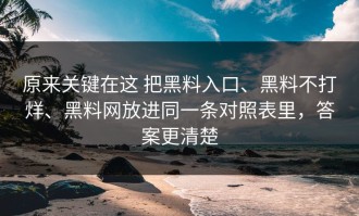 原来关键在这 把黑料入口、黑料不打烊、黑料网放进同一条对照表里，答案更清楚