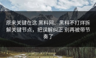 原来关键在这 黑料网、黑料不打烊拆解关键节点，把误解纠正 别再被带节奏了