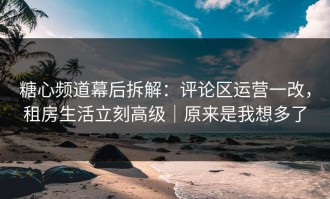 糖心频道幕后拆解：评论区运营一改，租房生活立刻高级｜原来是我想多了