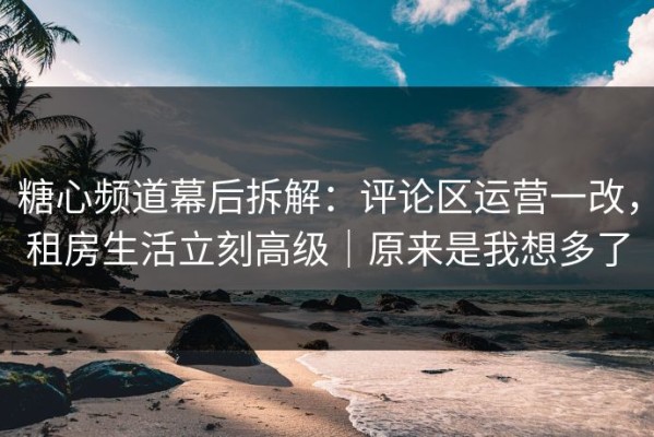 糖心频道幕后拆解：评论区运营一改，租房生活立刻高级｜原来是我想多了