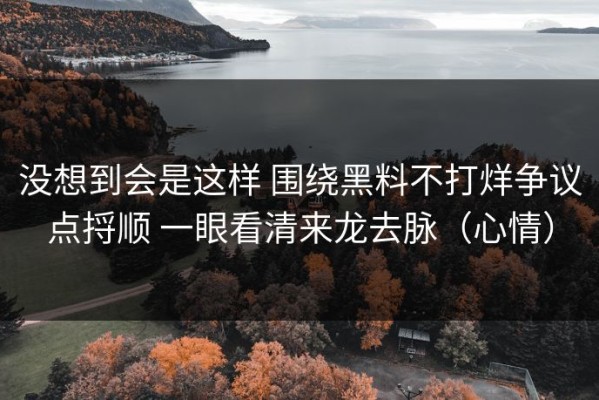 没想到会是这样 围绕黑料不打烊争议点捋顺 一眼看清来龙去脉（心情）