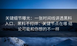 关键细节曝光：一张时间线讲透黑料入口、黑料不打烊：关键节点在哪 结论可能和你想的不一样