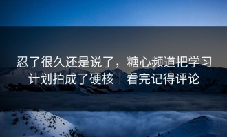忍了很久还是说了，糖心频道把学习计划拍成了硬核｜看完记得评论