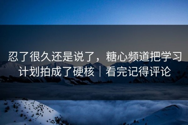 忍了很久还是说了，糖心频道把学习计划拍成了硬核｜看完记得评论