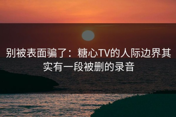 别被表面骗了：糖心TV的人际边界其实有一段被删的录音