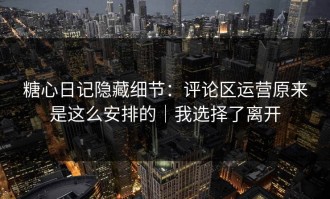 糖心日记隐藏细节：评论区运营原来是这么安排的｜我选择了离开