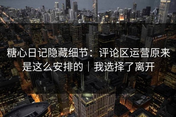 糖心日记隐藏细节：评论区运营原来是这么安排的｜我选择了离开