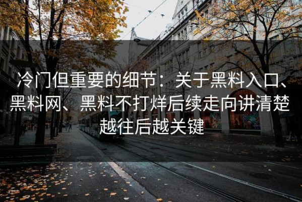 冷门但重要的细节：关于黑料入口、黑料网、黑料不打烊后续走向讲清楚 越往后越关键