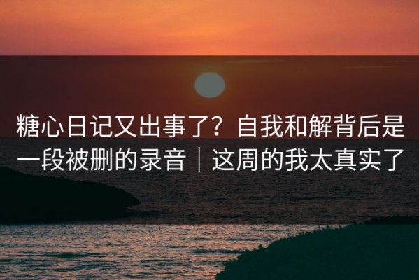 糖心日记又出事了？自我和解背后是一段被删的录音｜这周的我太真实了