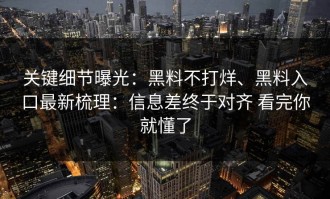 关键细节曝光：黑料不打烊、黑料入口最新梳理：信息差终于对齐 看完你就懂了