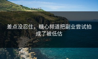 差点没忍住，糖心频道把副业尝试拍成了被低估