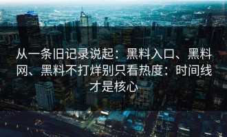 从一条旧记录说起：黑料入口、黑料网、黑料不打烊别只看热度：时间线才是核心