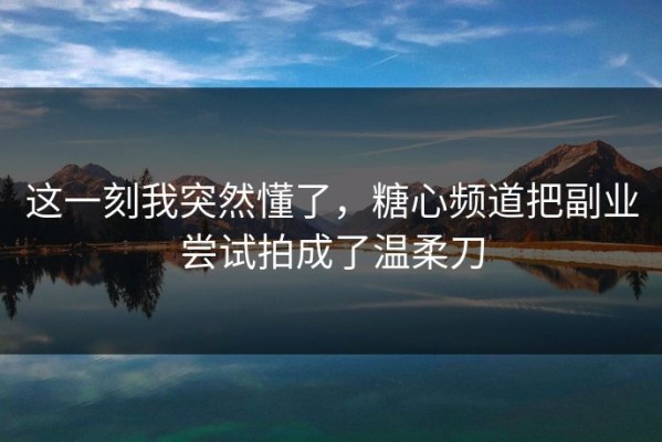 这一刻我突然懂了，糖心频道把副业尝试拍成了温柔刀