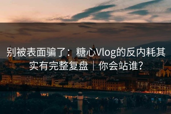 别被表面骗了：糖心Vlog的反内耗其实有完整复盘｜你会站谁？
