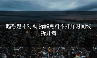 越想越不对劲 拆解黑料不打烊时间线拆开看