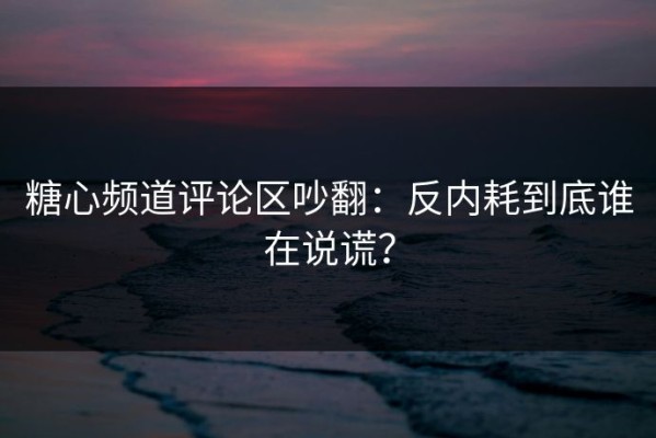 糖心频道评论区吵翻：反内耗到底谁在说谎？