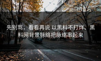 先别骂，看看再说 以黑料不打烊、黑料网背景脉络把脉络串起来