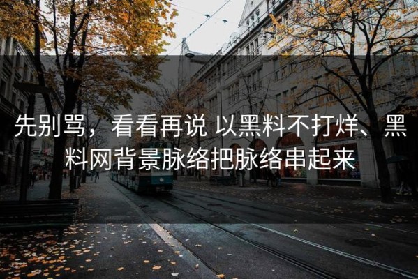 先别骂，看看再说 以黑料不打烊、黑料网背景脉络把脉络串起来
