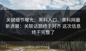 关键细节曝光：黑料入口、黑料网最新进展：关联话题终于对齐 这次信息终于完整了