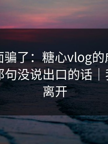 别被表面骗了：糖心vlog的成长复盘其实有那句没说出口的话｜我选择了离开