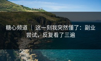 糖心频道 ｜ 这一刻我突然懂了：副业尝试，反复看了三遍