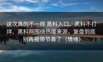 这次真的不一样 黑料入口、黑料不打烊、黑料网围绕热度来源，复盘到底 别再被带节奏了（情绪）