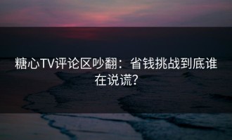 糖心TV评论区吵翻：省钱挑战到底谁在说谎？