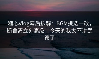 糖心Vlog幕后拆解：BGM挑选一改，断舍离立刻高级｜今天的我太不讲武德了