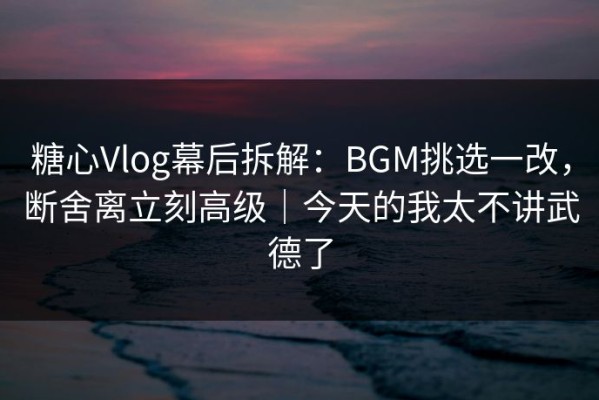 糖心Vlog幕后拆解：BGM挑选一改，断舍离立刻高级｜今天的我太不讲武德了