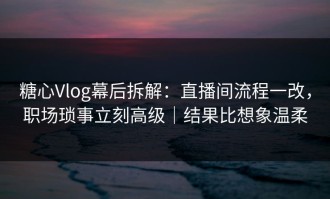 糖心Vlog幕后拆解：直播间流程一改，职场琐事立刻高级｜结果比想象温柔