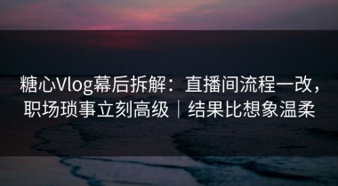 糖心Vlog幕后拆解：直播间流程一改，职场琐事立刻高级｜结果比想象温柔