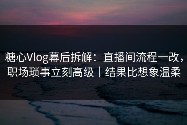 糖心Vlog幕后拆解：直播间流程一改，职场琐事立刻高级｜结果比想象温柔