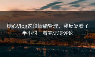 糖心Vlog这段情绪管理，我反复看了半小时｜看完记得评论