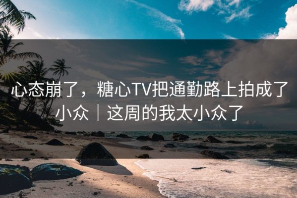 心态崩了，糖心TV把通勤路上拍成了小众｜这周的我太小众了