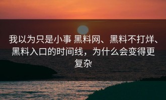 我以为只是小事 黑料网、黑料不打烊、黑料入口的时间线，为什么会变得更复杂
