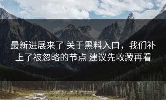 最新进展来了 关于黑料入口，我们补上了被忽略的节点 建议先收藏再看