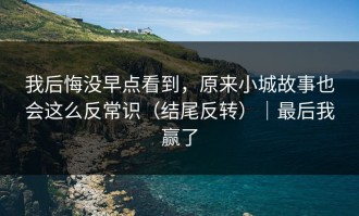 我后悔没早点看到，原来小城故事也会这么反常识（结尾反转）｜最后我赢了