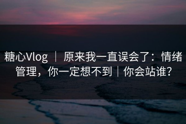 糖心Vlog ｜ 原来我一直误会了：情绪管理，你一定想不到｜你会站谁？