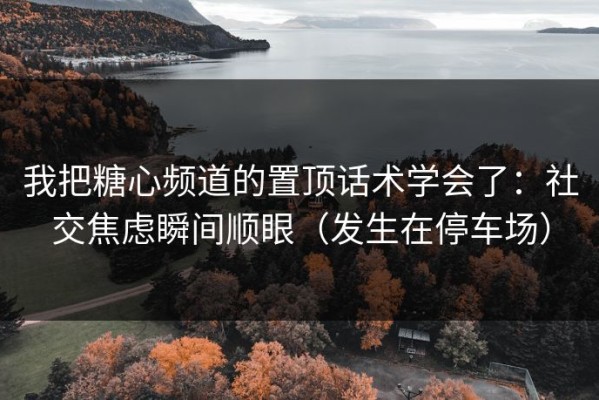 我把糖心频道的置顶话术学会了：社交焦虑瞬间顺眼（发生在停车场）