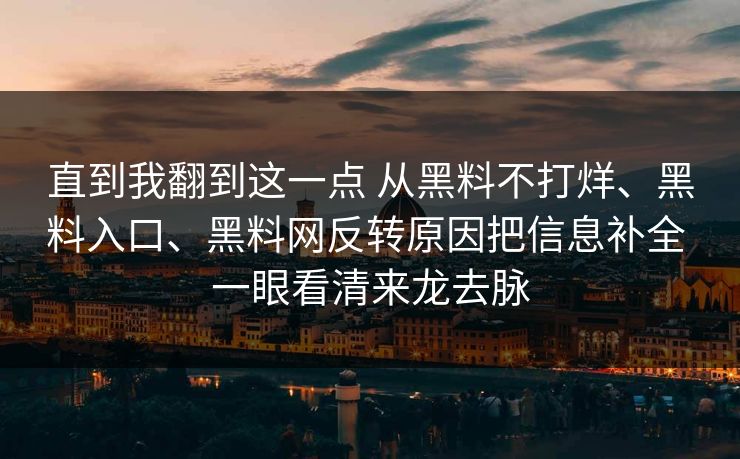 直到我翻到这一点 从黑料不打烊、黑料入口、黑料网反转原因把信息补全 一眼看清来龙去脉