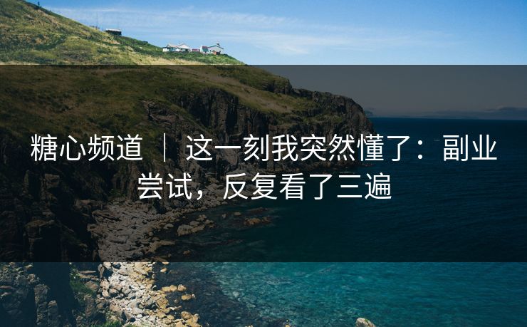 糖心频道 ｜ 这一刻我突然懂了：副业尝试，反复看了三遍
