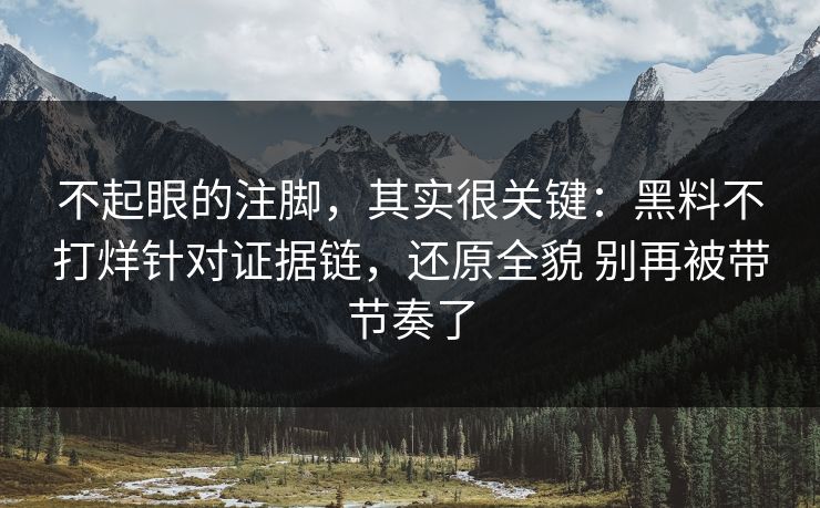 不起眼的注脚，其实很关键：黑料不打烊针对证据链，还原全貌 别再被带节奏了